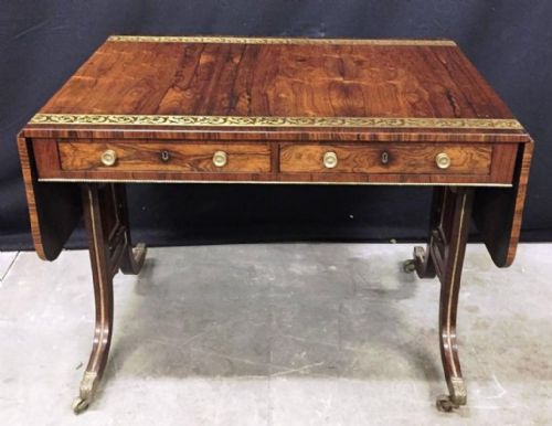 REGENCY PERIOD BRASS INLAID SOFA TABLE - ADDITIONAL PHOTO 1