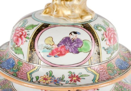 19TH CENTURY FAMILLE ROSE STYLE SAMSON PORCELAIN VASE LAMP - ADDITIONAL PHOTO 3