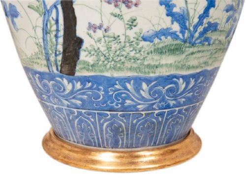 LARGE PAIR OF JAPANESE YOKOHAMA PORCELAIN VASES LAMPS 90CM355 HIGH - ADDITIONAL PHOTO 7