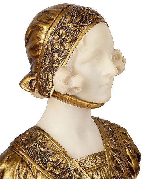 GV VAERENBERGH MARBLE AND ORMOLU BUST OF A YOUNG GIRL - ADDITIONAL PHOTO 5