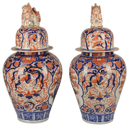 IMPRESSIVE PAIR 19TH CENTURY IMARI LIDDED VASES - ADDITIONAL PHOTO 5