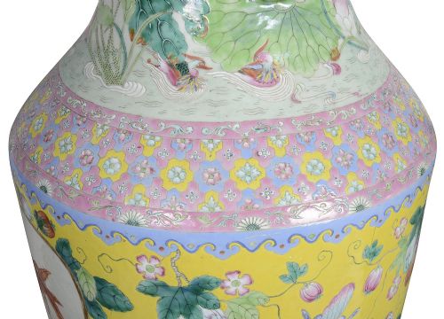 RARE PAIR OF 19TH CENTURY CHINESE FAMILLE ROSE VASES 92CM 36 - ADDITIONAL PHOTO 9