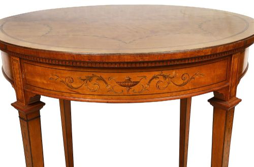 A SHERATON REVIVAL SATINWOOD INLAID SIDE TABLE 19TH CENTURY - ADDITIONAL PHOTO 2
