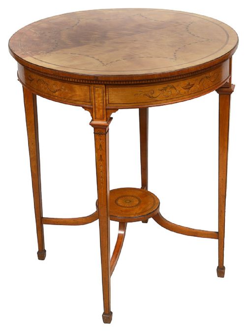 A SHERATON REVIVAL SATINWOOD INLAID SIDE TABLE 19TH CENTURY - ADDITIONAL PHOTO 4