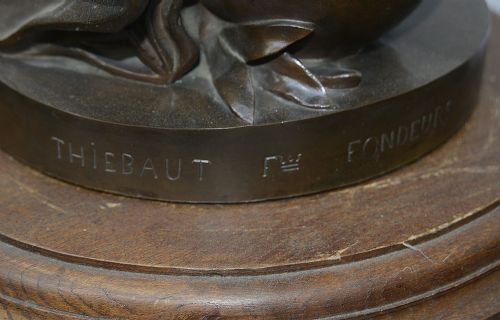 LARGE BRONZE 19TH CENTURY BRONZE TORCHERE SIGNED COUTAN - ADDITIONAL PHOTO 9