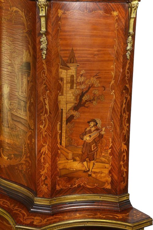 A FRENCH LOUIS XV STYLE MARQUETRY INLAID SIDE CABINET 19TH CENTURY - ADDITIONAL PHOTO 2