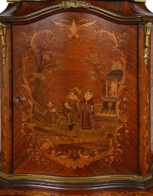 A FRENCH LOUIS XV STYLE MARQUETRY INLAID SIDE CABINET 19TH CENTURY - ADDITIONAL PHOTO 4