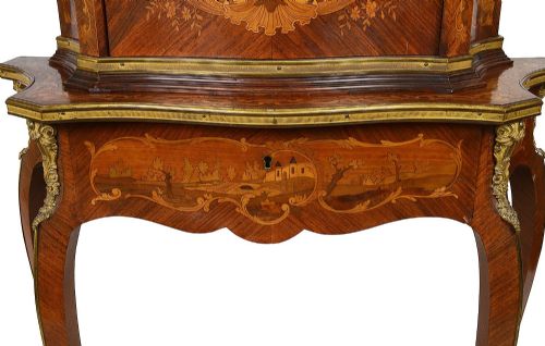 A FRENCH LOUIS XV STYLE MARQUETRY INLAID SIDE CABINET 19TH CENTURY - ADDITIONAL PHOTO 7