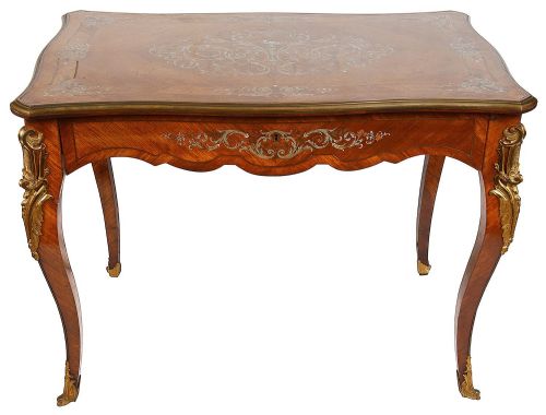 FRENCH 19TH CENTURY SILVER INLAID SIDE TABLE - ADDITIONAL PHOTO 1