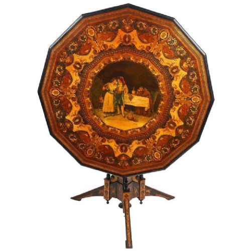 RARE 19TH CENTURY SORRENTO INLAID TABLE BY ALMERICO GARGIULO