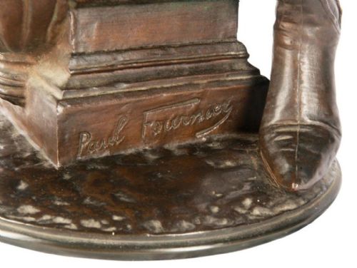 19TH CENTURY BRONZE STATUE OF A MINSTREL SIGNED PAUL FOURNIER - ADDITIONAL PHOTO 2