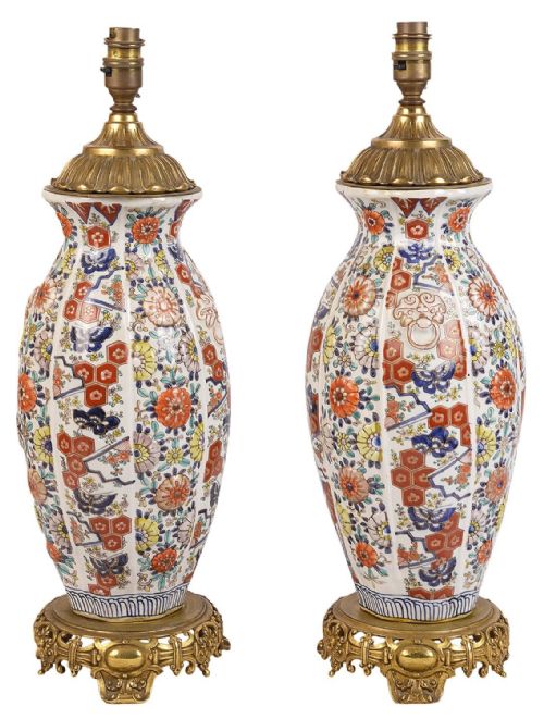 PAIR JAPANESE IMARI VASES LAMPS 19TH CENTURY - ADDITIONAL PHOTO 1