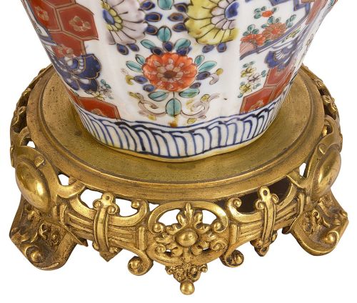 PAIR JAPANESE IMARI VASES LAMPS 19TH CENTURY - ADDITIONAL PHOTO 4