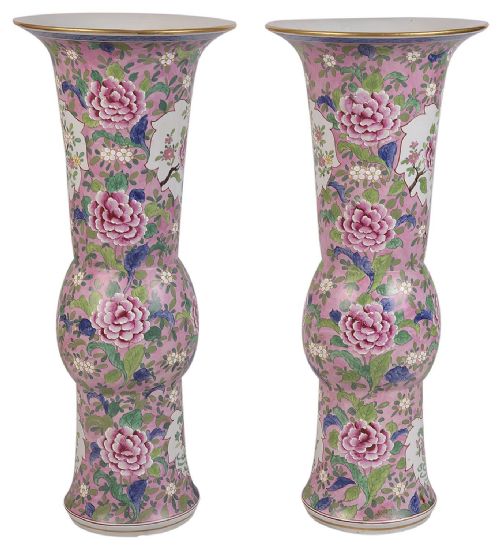 PAIR LATE 19TH CENTURY CHINESE FAMILLE ROSE VASES LAMPS - ADDITIONAL PHOTO 5