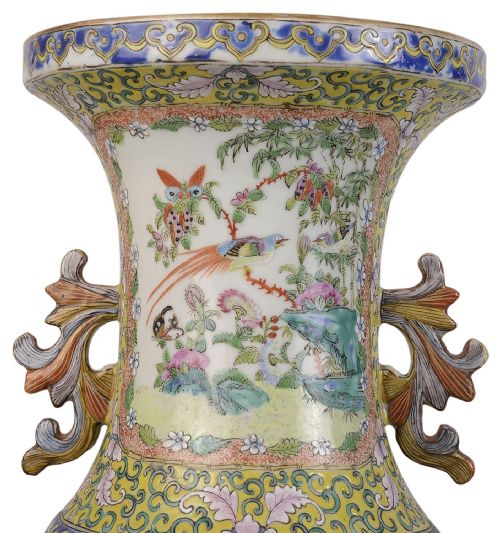 PAIR 19TH CENTURY CHINESE ROSE MEDALLION VASES LAMPS - ADDITIONAL PHOTO 4