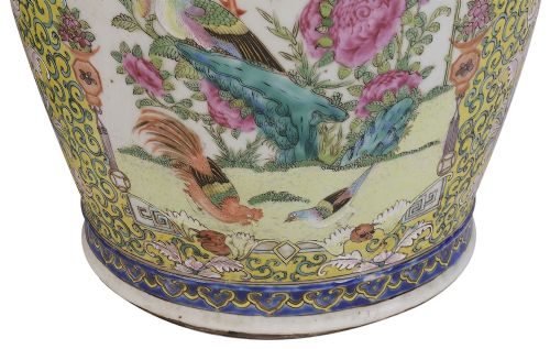 PAIR 19TH CENTURY CHINESE ROSE MEDALLION VASES LAMPS - ADDITIONAL PHOTO 11