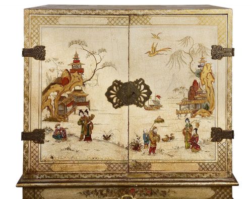 CHINOSERIE LACQUER CABINET ON STAND CIRCA 1900 - ADDITIONAL PHOTO 2