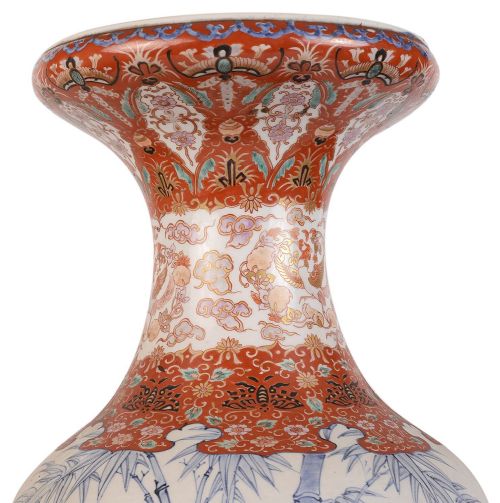 LARGE JAPANESE KORANGO IMARI BAMBOO PATTERNED VASE CIRCA 1900 - ADDITIONAL PHOTO 1