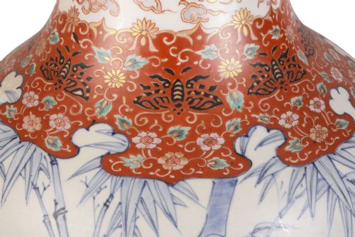 LARGE JAPANESE KORANGO IMARI BAMBOO PATTERNED VASE CIRCA 1900 - ADDITIONAL PHOTO 5