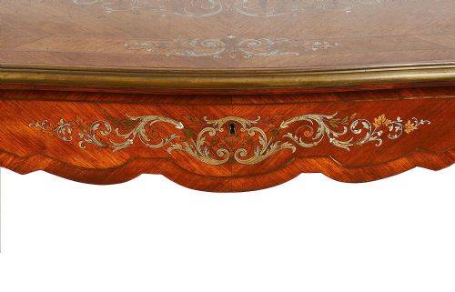 19TH CENTURY FRENCH LOUIS XVI STYLE SILVER INLAID CENTRE TABLE - ADDITIONAL PHOTO 5