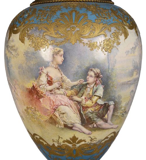 19TH CENTURY SEVRES STYLE LIDDED VASE - ADDITIONAL PHOTO 1