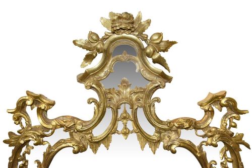CHIPPENDALE STYLE CARVED GILT WOOD PIER GLASS WALL MIRROR CIRCA 1860 - ADDITIONAL PHOTO 1