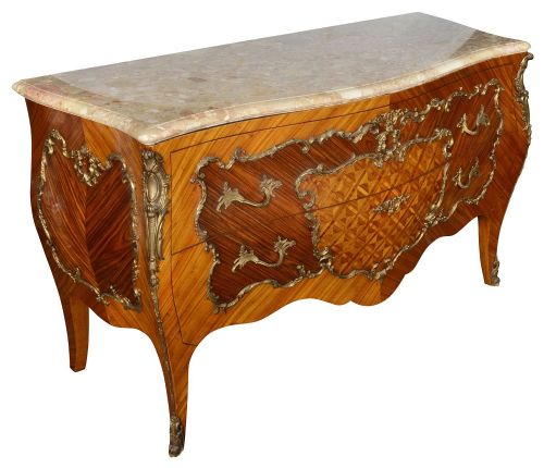 PAIR LOUIS XVI STYLE MARBLE TOPPED COMMODES - ADDITIONAL PHOTO 1