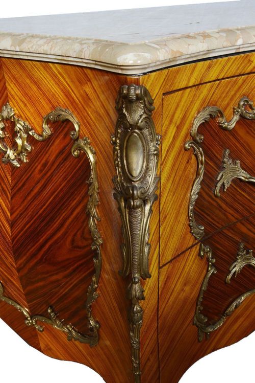 PAIR LOUIS XVI STYLE MARBLE TOPPED COMMODES - ADDITIONAL PHOTO 3
