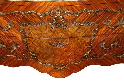 PAIR LOUIS XVI STYLE MARBLE TOPPED COMMODES - ADDITIONAL PHOTO 5