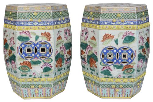 PAIR CHINESE FAMILLE ROSE PORCELAIN GARDEN SEATS CIRCA 1890 - ADDITIONAL PHOTO 3