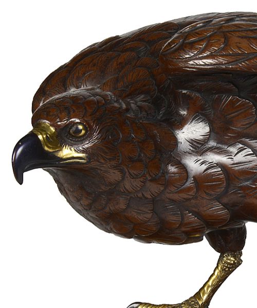 JAPANESE MEIJI PERIOD BRONZE HAWK CIRCA 1890 - ADDITIONAL PHOTO 1