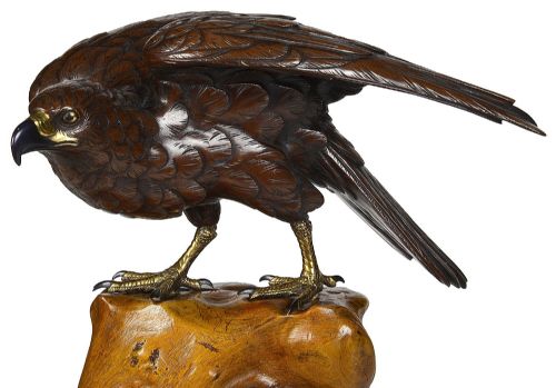 JAPANESE MEIJI PERIOD BRONZE HAWK CIRCA 1890 - ADDITIONAL PHOTO 2