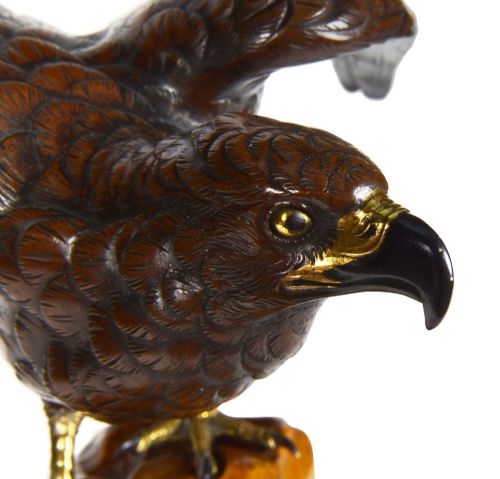 JAPANESE MEIJI PERIOD BRONZE HAWK CIRCA 1890 - ADDITIONAL PHOTO 4