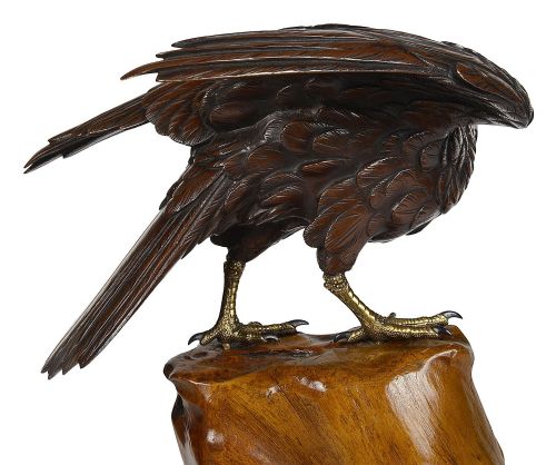 JAPANESE MEIJI PERIOD BRONZE HAWK CIRCA 1890 - ADDITIONAL PHOTO 5
