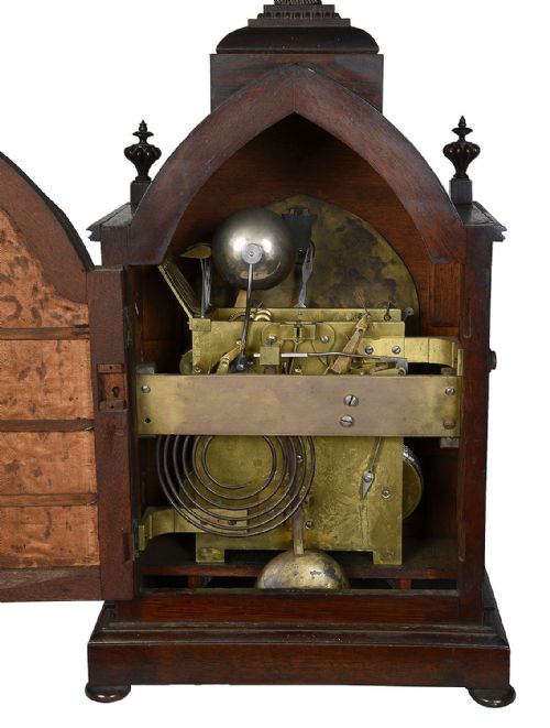 REGENCY PERIOD MAHOGANY GOTHIC MANTEL CLOCK - ADDITIONAL PHOTO 4