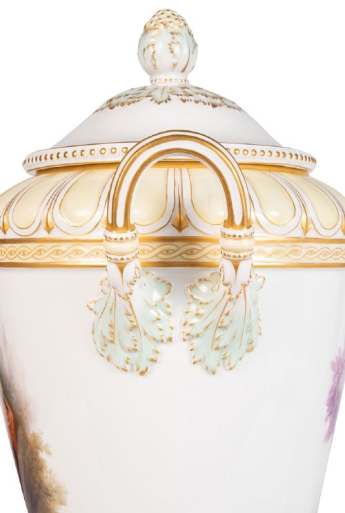 PAIR KPM TWO HANDLE PORCELAIN VASES CIRCA 1890 - ADDITIONAL PHOTO 6