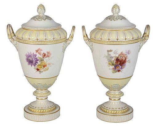 PAIR KPM TWO HANDLE PORCELAIN VASES CIRCA 1890 - ADDITIONAL PHOTO 7