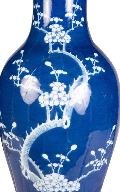 CHINESE BLUE AND WHITE PRUNUS BLOSSOM VASELAMP CIRCA 1890 - ADDITIONAL PHOTO 2