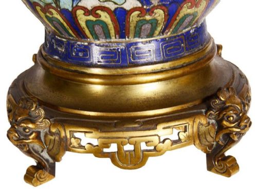 PAIR CHINESE CLOISONN VASES LAMPS 19TH CENTURY - ADDITIONAL PHOTO 4