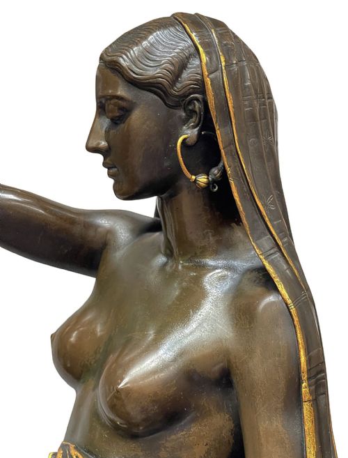 FRANOISCHRISTOPHEARMAND TOUSSAINT 18061862 A LARGE PAIR OF FRENCH MID19TH CENTURY GILT AND PATINATED BRONZE FIGURAL TORCHRES - ADDITIONAL PHOTO 7