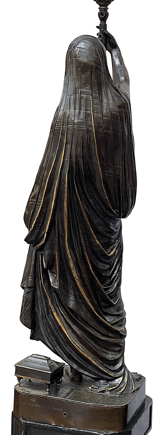 FRANOISCHRISTOPHEARMAND TOUSSAINT 18061862 A LARGE PAIR OF FRENCH MID19TH CENTURY GILT AND PATINATED BRONZE FIGURAL TORCHRES - ADDITIONAL PHOTO 9