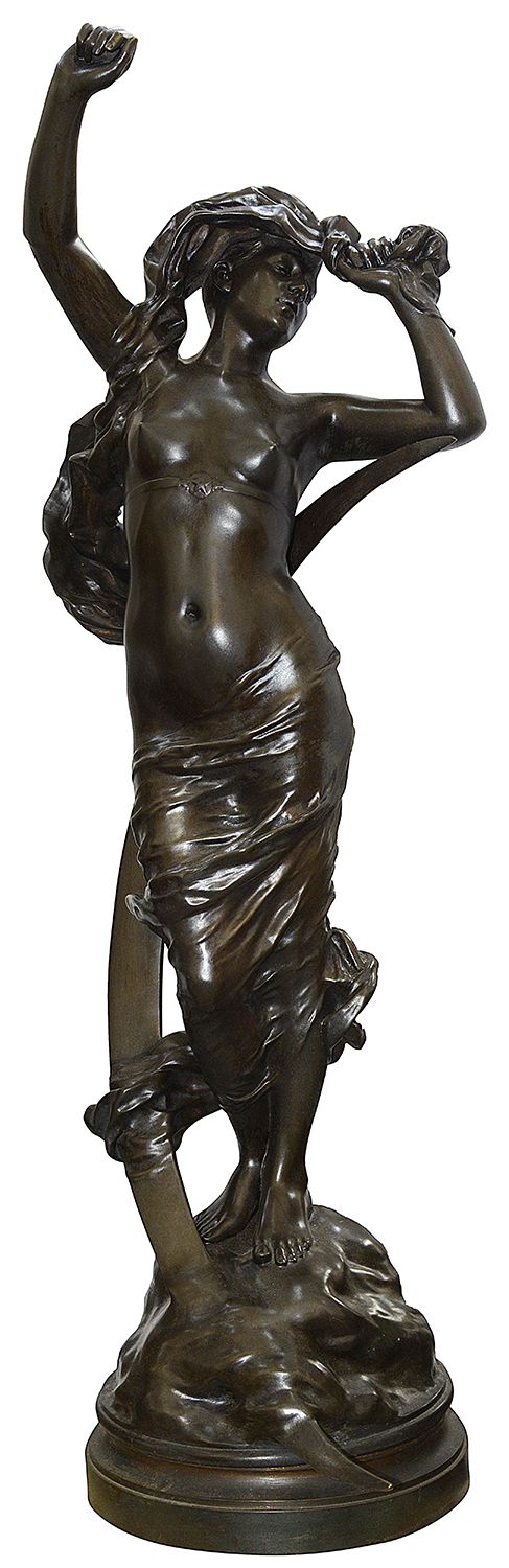 Classical Bronze maiden by Houdebine, Paris. 19th Century