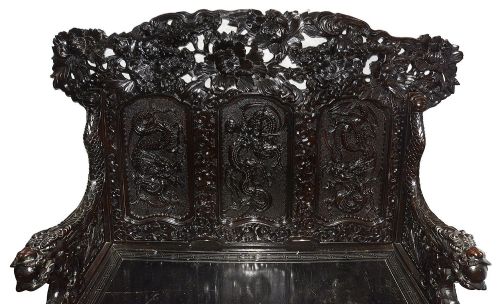 19TH CENTURY ORIENTAL CARVED HALL BENCH - ADDITIONAL PHOTO 1