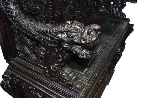 19TH CENTURY ORIENTAL CARVED HALL BENCH - ADDITIONAL PHOTO 5