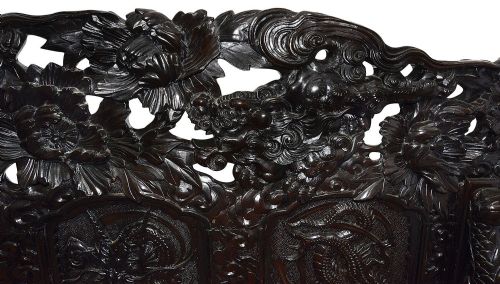 19TH CENTURY ORIENTAL CARVED HALL BENCH - ADDITIONAL PHOTO 6
