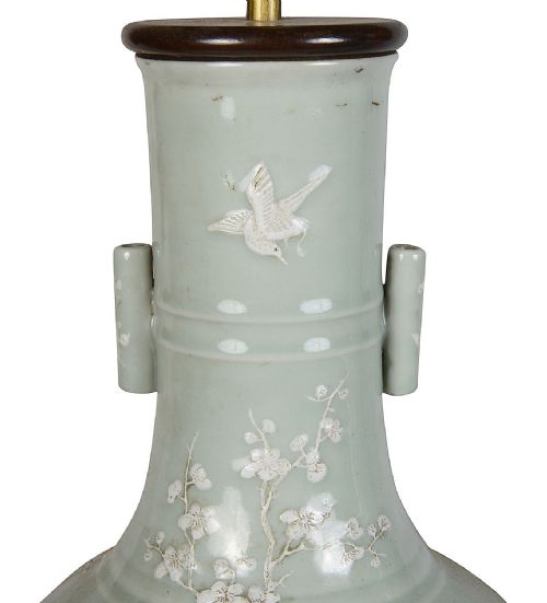 PAIR CHINESE CELADON VASES LAMPS LATE 19TH CENTURY - ADDITIONAL PHOTO 3