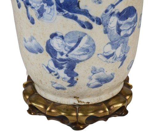 19TH CENTURY CHINESE BLUE AND WHITE VASE LAMP 56CM 22 HIGH - ADDITIONAL PHOTO 4