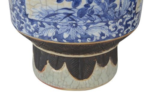 CHINESE 19TH CENTURY BLUE AND WHITE CRACKLEWARE VASES LAMPS - ADDITIONAL PHOTO 3