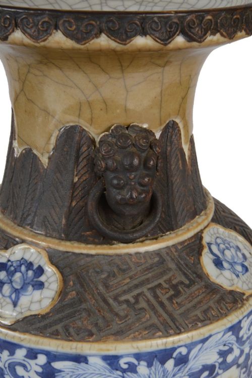 CHINESE 19TH CENTURY BLUE AND WHITE CRACKLEWARE VASES LAMPS - ADDITIONAL PHOTO 6