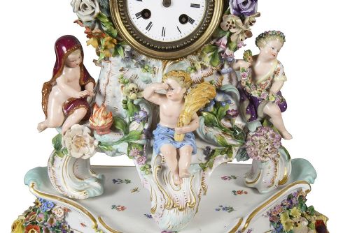 MEISSEN CLOCK GARNITURE 19TH CENTURY - ADDITIONAL PHOTO 3